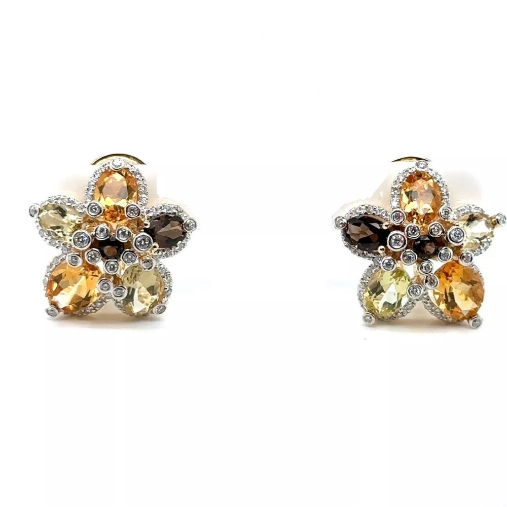Levian Yellow Gold Flower Earrings
